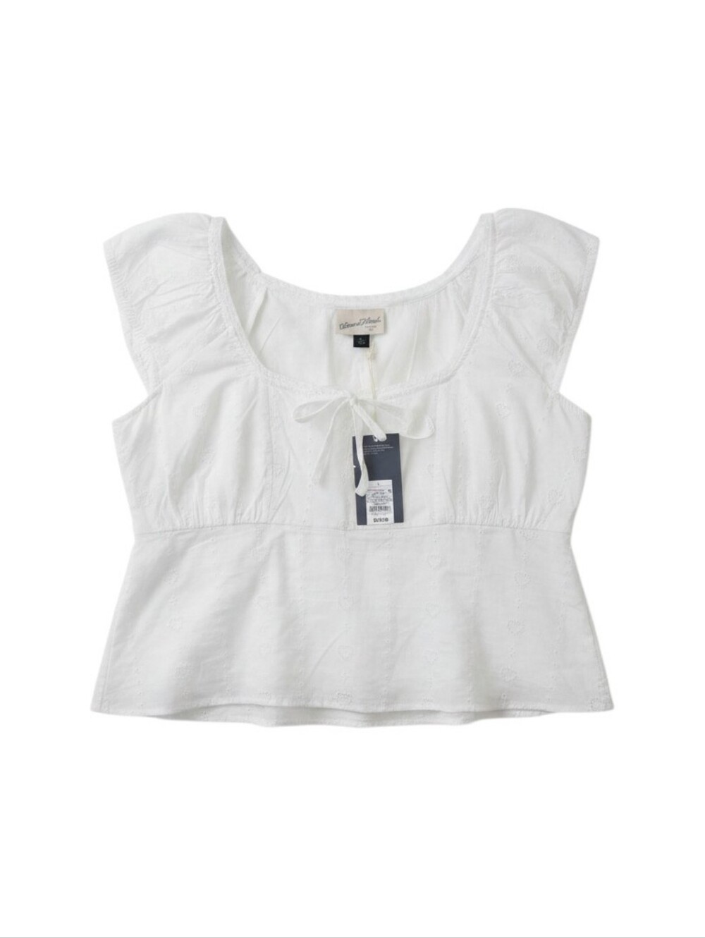 Universal Thread White Eyelet Cap Sleeve Top Large NWT
